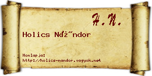 Holics Nándor névjegykártya